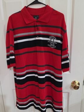 Vintage Y2K Red Ape Authentic Multi-Stripe Cyber Hip-Hop Polo Shirt - Men's XL